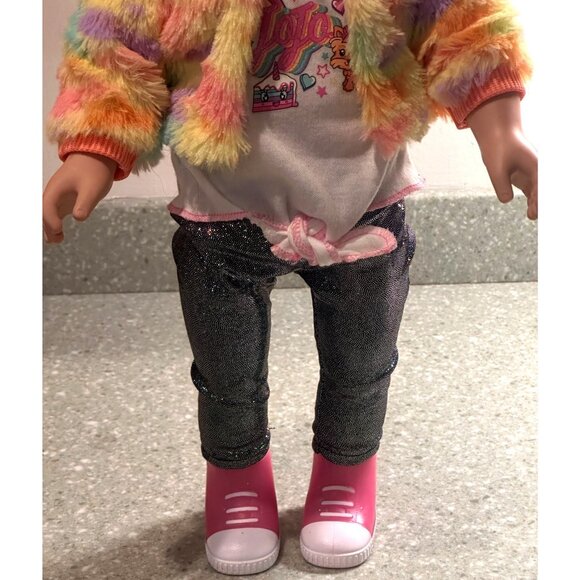 My Life As 18" Doll Girls Rainbow Outfit Glitter Jeans Pink Shoes JoJo Siwa - Picture 8 of 8